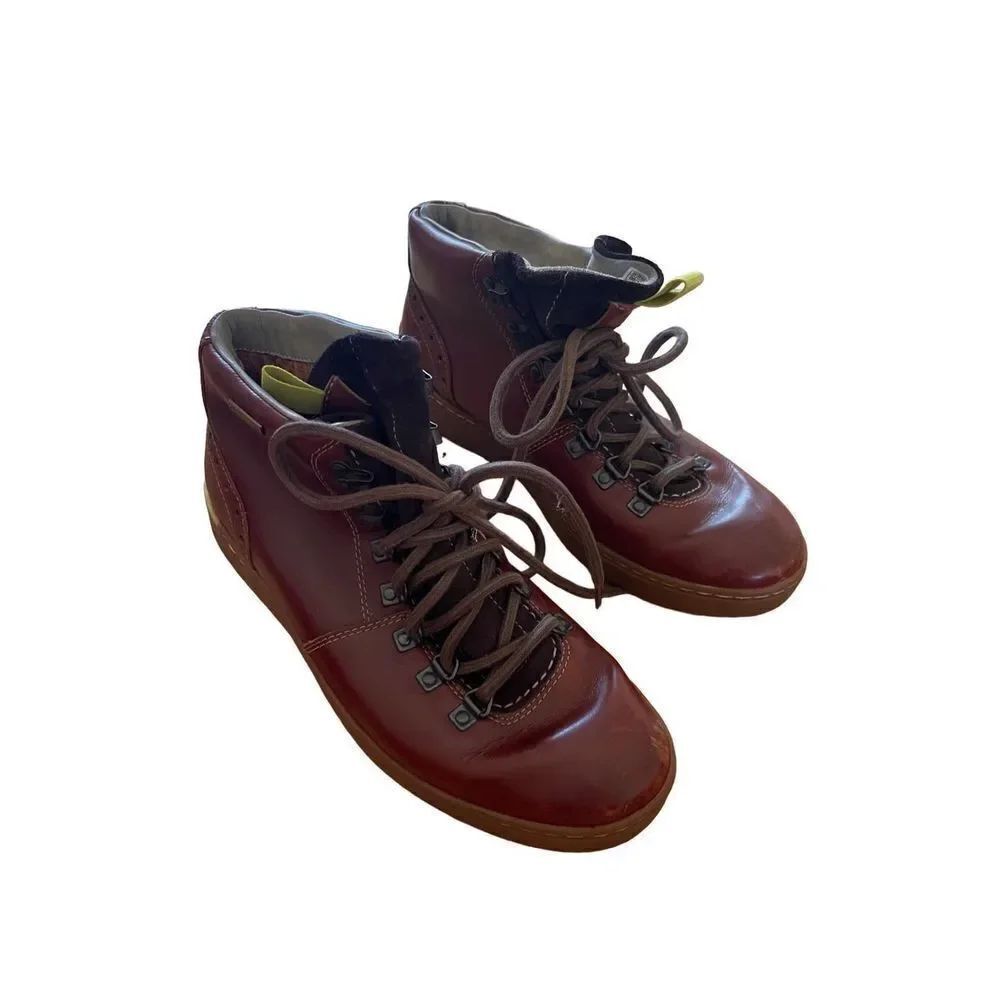 Clarks Mens Chestnut Brown Leather Lace Up Nanu Rise GTX Hiking Boots Size 9.5M